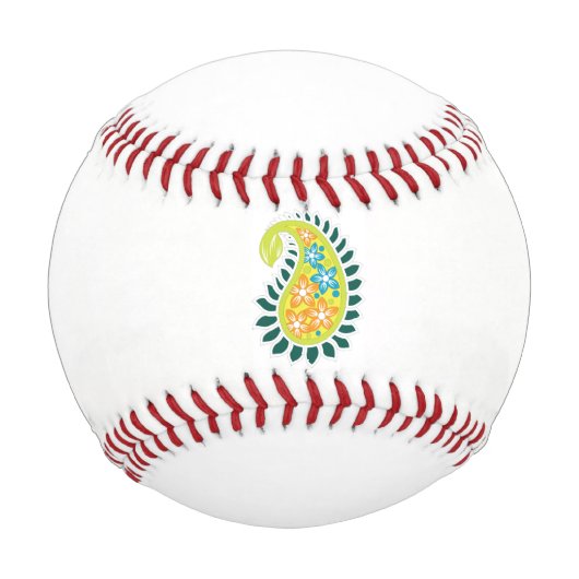 ein gelber und grüner Pisley mit Blätter und Blume Baseball (Vorderseite)