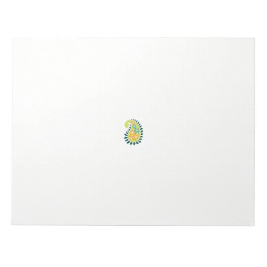 ein gelber und grüner Pisley mit Blätter und Blume Notizblock (Vorderseite)