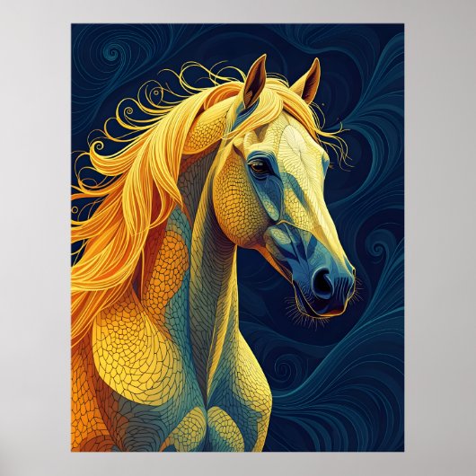 Ein gelbes blaues Pferd Poster (Vorne)