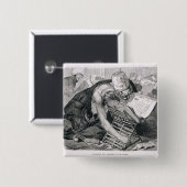 Ein gelehrter Mann absorbiert im Koran Button (Vorne & Hinten)