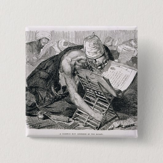 Ein gelehrter Mann absorbiert im Koran Button (Vorderseite)
