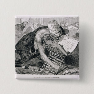 Ein gelehrter Mann absorbiert im Koran Button