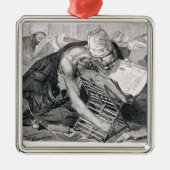 Ein gelehrter Mann absorbiert im Koran Ornament Aus Metall (Vorne)