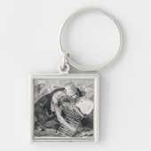 Ein gelehrter Mann absorbiert im Koran Schlüsselanhänger (Vorne)