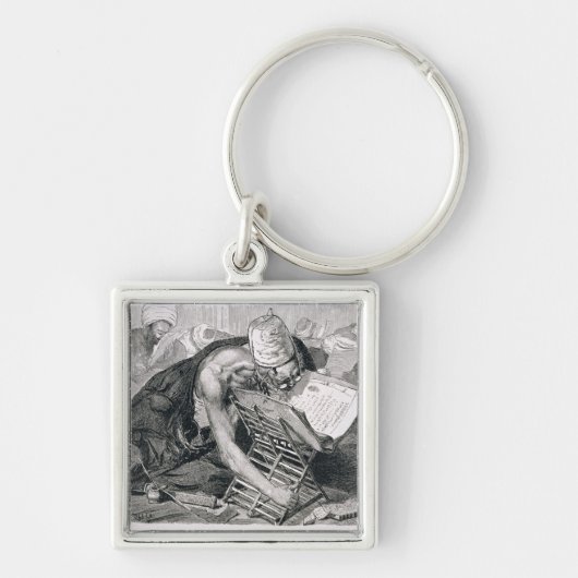 Ein gelehrter Mann absorbiert im Koran Schlüsselanhänger (Vorne)