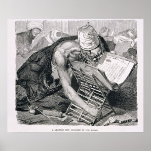 Ein gelernter Mann, der im Koran absorbiert wird Poster