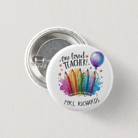 Ein geliebter Lehrer Personalisiert Dankeschön Button (Vorne & Hinten)