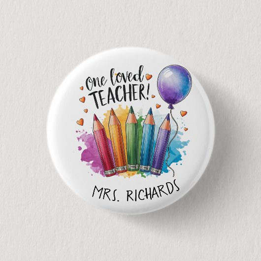 Ein geliebter Lehrer Personalisiert Dankeschön Button (Vorderseite)
