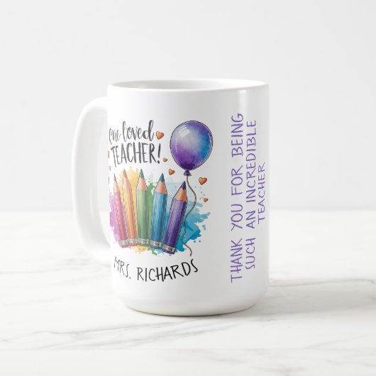 Ein geliebter Lehrer Personalisiert Dankeschön Kaffeetasse (Vorderseite Links)