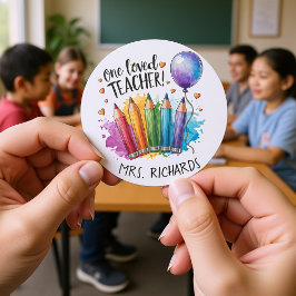 Ein geliebter Lehrer Personalisiert Dankeschön Runder Aufkleber