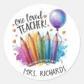 Ein geliebter Lehrer Personalisiert Dankeschön Runder Aufkleber (Vorderseite)