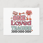 Ein geliebter Lehrer Retro Valentinstag Postkarte (Vorderseite)