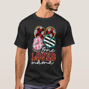 Ein geliebtes Mama Kissing Red Kariert Heart Valen T-Shirt