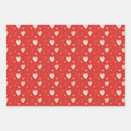 Ein Gemälde aus Herzen auf rotem Hintergrund Geschenkpapier Set (Vorderseite 3)