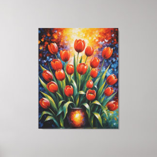 ein Gemälde aus roten Tulpen in einer Vase Leinwanddruck