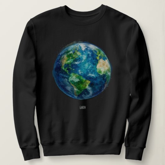 Ein Gemälde der Erde im Weltraum Sweatshirt (Design vorne)