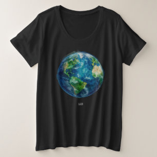 Ein Gemälde der Erde in einem Weltraum-T-Shirt Große Größe T-Shirt