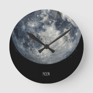 Ein Gemälde des Mondes im Weltraum Runde Wanduhr