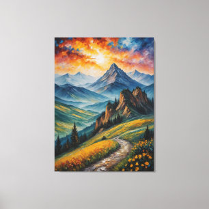 ein Gemälde einer Berglandschaft Leinwanddruck