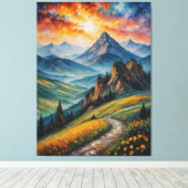 ein Gemälde einer Berglandschaft Leinwanddruck (Insitu (Holzboden))
