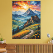 ein Gemälde einer Berglandschaft Leinwanddruck (Insitu (Wohnzimmer))