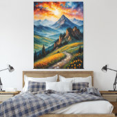 ein Gemälde einer Berglandschaft Leinwanddruck (Insitu (Schlafzimmer))