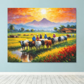 ein Gemälde einer Gruppe von Kühen Leinwanddruck (Insitu (Holzboden))