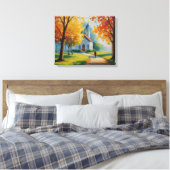 ein Gemälde einer Kirche und eines Gebäude Leinwanddruck (Insitu (Schlafzimmer))