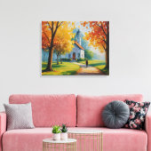 ein Gemälde einer Kirche und eines Gebäude Leinwanddruck (Insitu (Wohnzimmer))