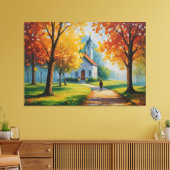 ein Gemälde einer Kirche und eines Gebäude Leinwanddruck (Insitu (Wohnzimmer))