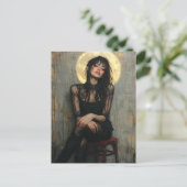 Ein Gemälde einer schönen Frau Postkarte (Stehend Vorderseite)