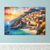 ein Gemälde einer Stadt auf einem Hügel durch eine Leinwanddruck (Insitu (Holzboden))