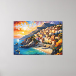 ein Gemälde einer Stadt auf einem Hügel durch eine Leinwanddruck