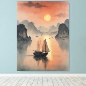 ein Gemälde eines Bootes im Wasser Leinwanddruck (Insitu (Holzboden))