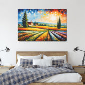 ein Gemälde eines Feldes von Blume Regenbogen Leinwanddruck (Insitu (Schlafzimmer))