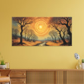 ein Gemälde eines Flusses, der durch einen Wald fl Leinwanddruck (Insitu (Wohnzimmer))