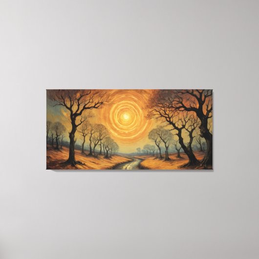 ein Gemälde eines Flusses, der durch einen Wald fl Leinwanddruck (Vorderseite)