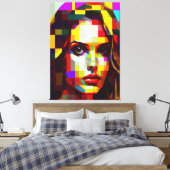Ein Gemälde eines Frauengesichts. Leinwanddruck (Insitu (Schlafzimmer))