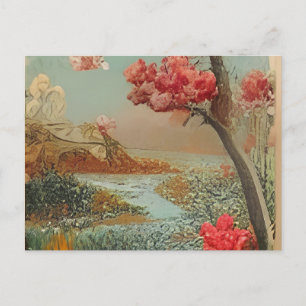 ein Gemälde eines Hundes, der auf einer Decke nebe Einladungspostkarte