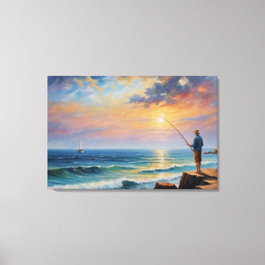 ein Gemälde eines Mannes, der an einem felsigen St Leinwanddruck (Vorderseite)