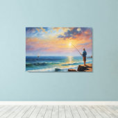 ein Gemälde eines Mannes, der an einem felsigen St Leinwanddruck (Insitu (Holzboden))