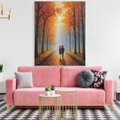 ein Gemälde eines Paares, das auf einem Pfad mit B Leinwanddruck (Insitu (Wohnzimmer))