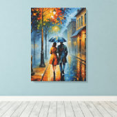 ein Gemälde eines Paares, das auf einer regnerisch Leinwanddruck (Insitu (Holzboden))