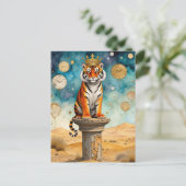 Ein Gemälde eines Tigers in einer Krone Postkarte (Stehend Vorderseite)