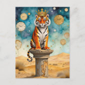 Ein Gemälde eines Tigers in einer Krone Postkarte (Vorderseite)