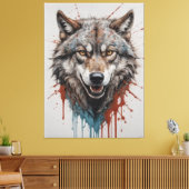 ein Gemälde eines Wolfs Leinwanddruck (Insitu (Wohnzimmer))