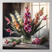 Ein Gemälde Gladioli in Vase Gladiolus 1:1 Poster (Vorne)