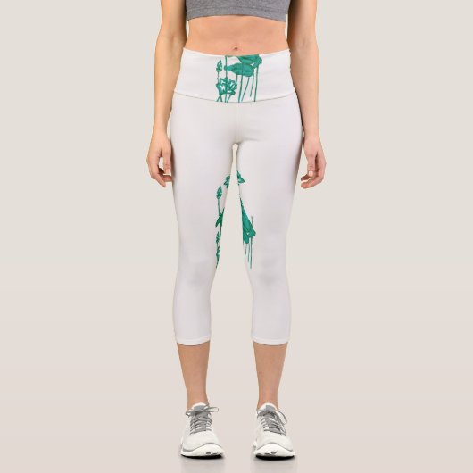 ein Gemälde mit einer Blume und einem Fisch auf ei Capri Leggings (Vorderseite)