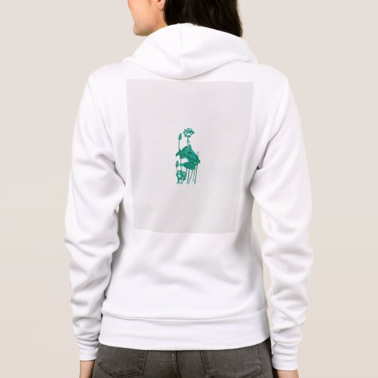 ein Gemälde mit einer Blume und einem Fisch auf ei Hoodie (Rückseite)