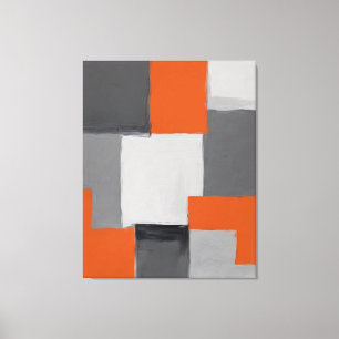 ein Gemälde mit orangefarbenen und grauen Quadrate Leinwanddruck